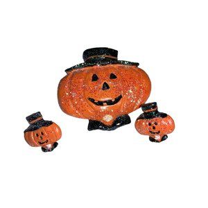 Halloween Pumpkin pin and earrings